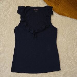 Lilly Pulitzer Navy Ruffle Tank Top, Womens Small, Great Condition